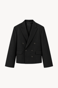 Black Cropped Double-Breasted Blazer