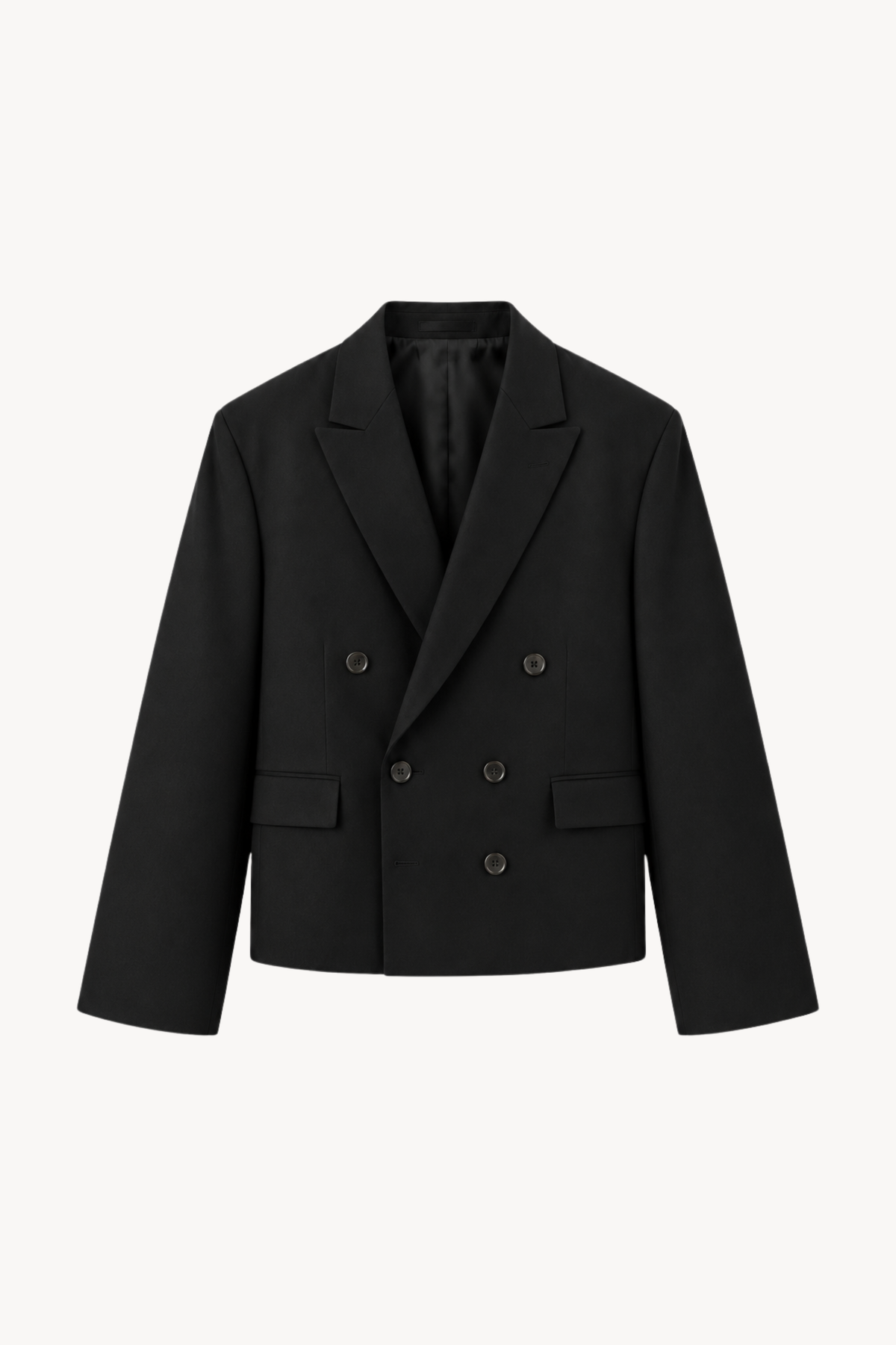 Black Cropped Double-Breasted Blazer