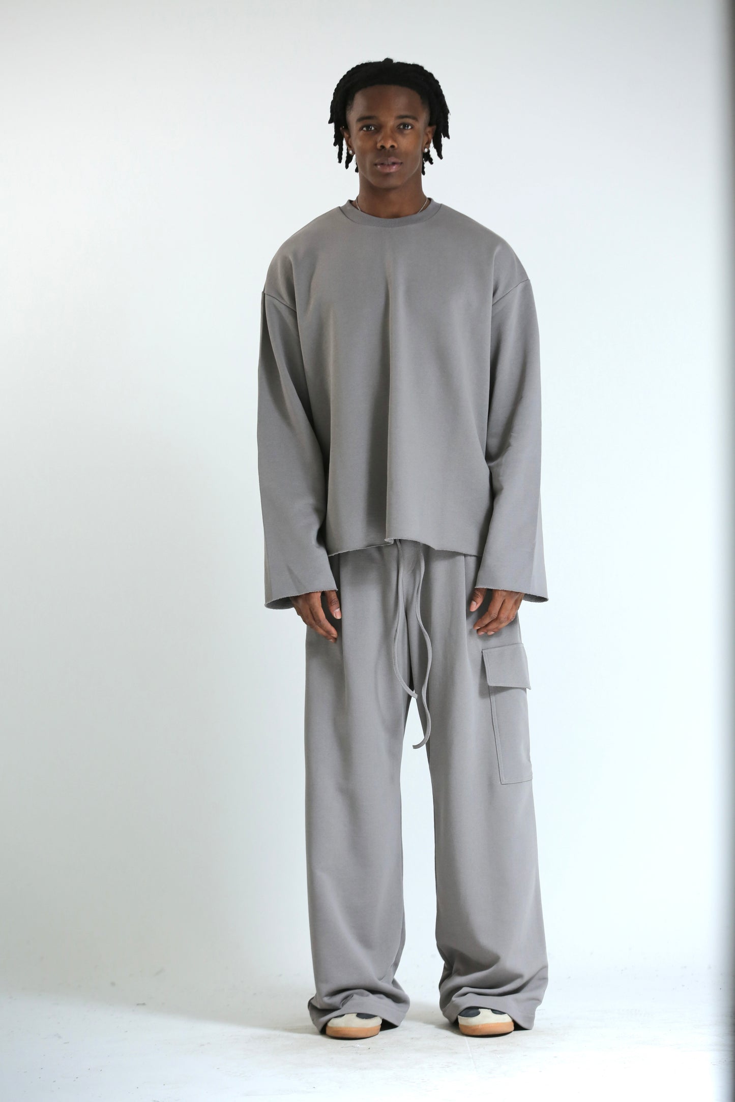 Pantalone Baggy felpa tasconato grigio