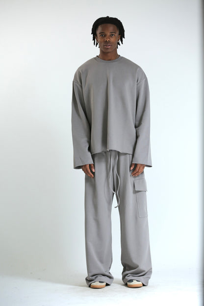 Pantalone Baggy felpa tasconato grigio