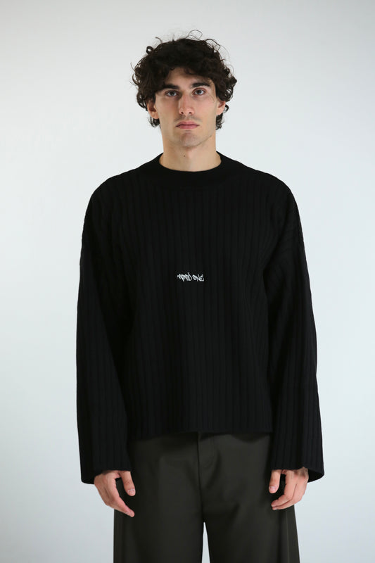 Maglione crop logo nero