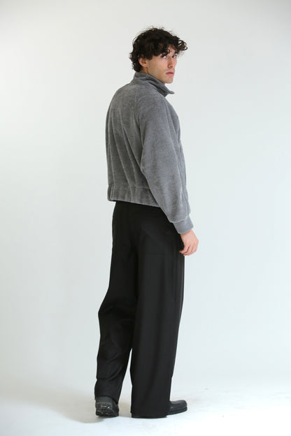 Maglia collo alto ciniglia grigio
