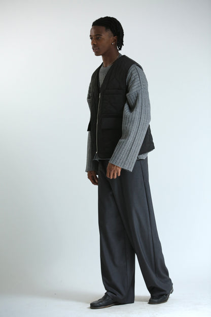 Gilet REVERSIBILE nero nylon / grigio ciniglia