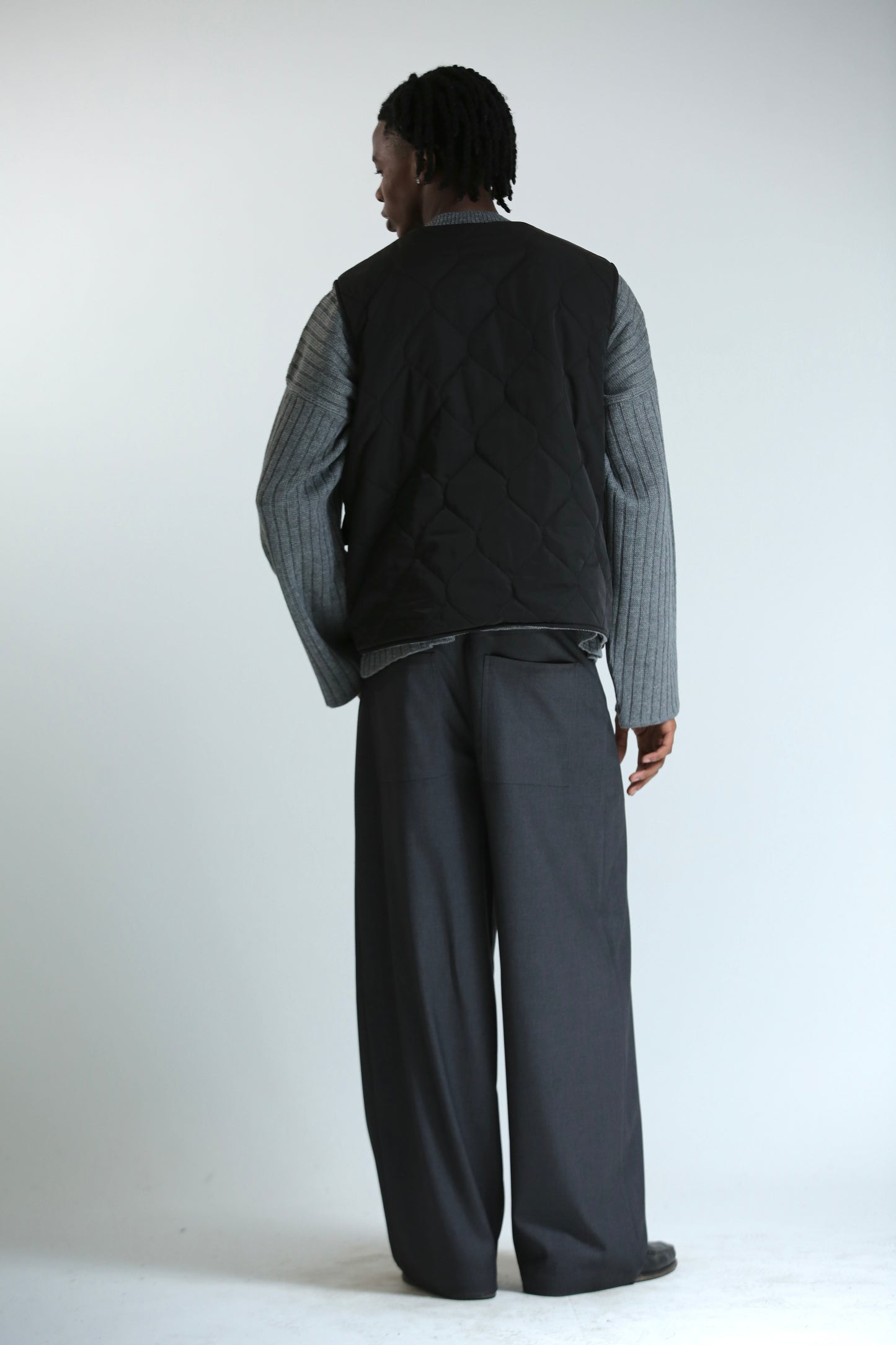 Gilet REVERSIBILE nero nylon / grigio ciniglia