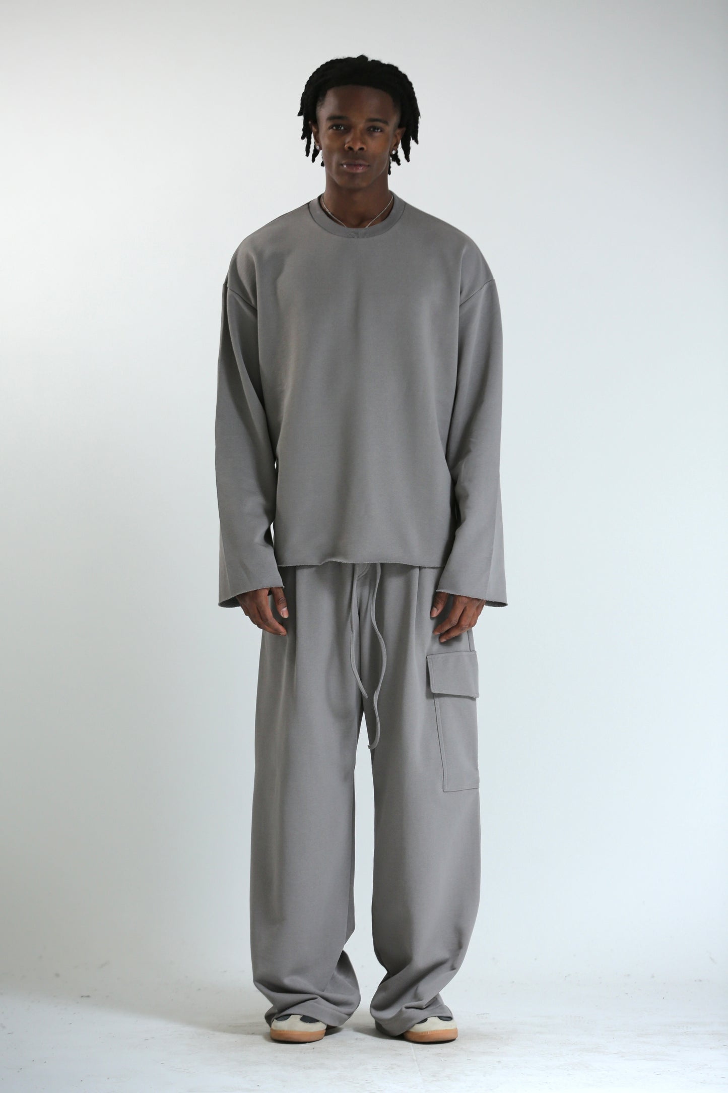 Pantalone Baggy felpa tasconato grigio