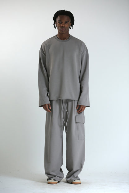 Pantalone Baggy felpa tasconato grigio