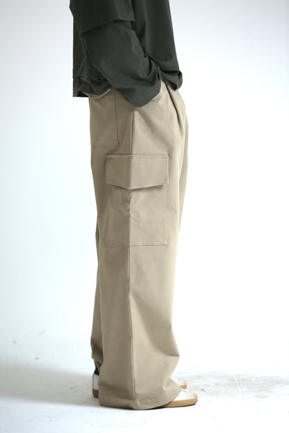 Pantalone tasconato beige cotone