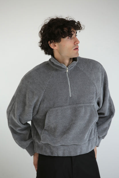 Maglia collo alto ciniglia grigio