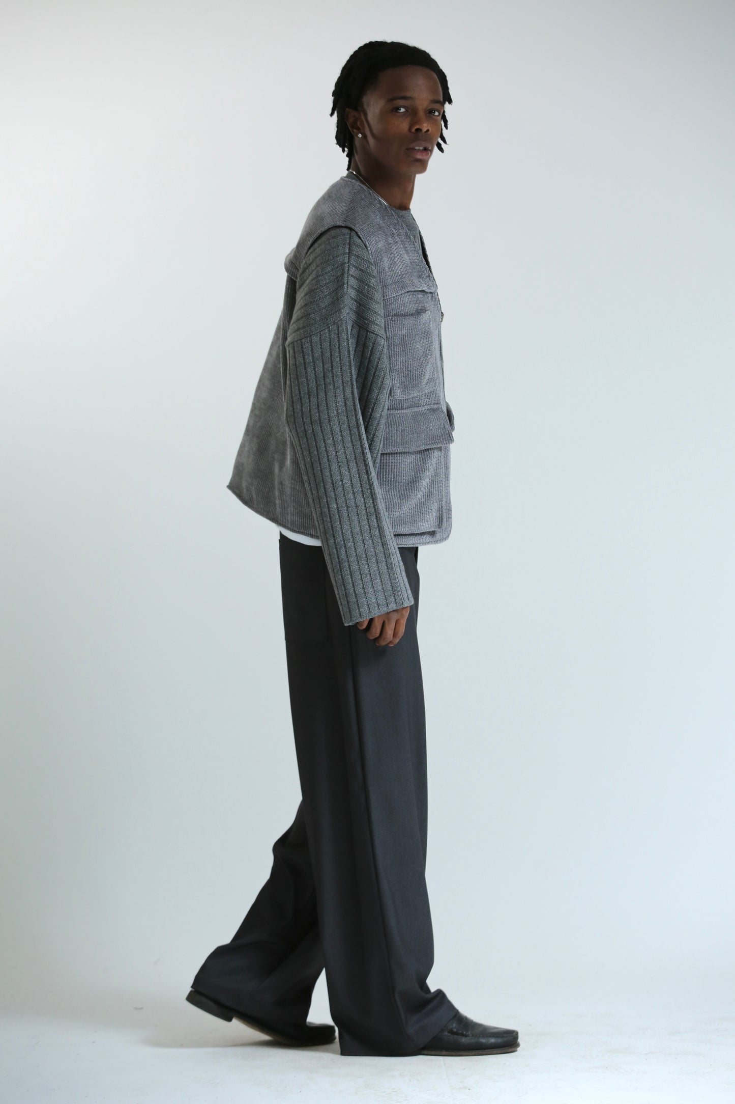 Gilet REVERSIBILE nero nylon / grigio ciniglia