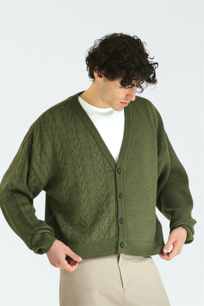 Cardigan crop metà intrecciato verde
