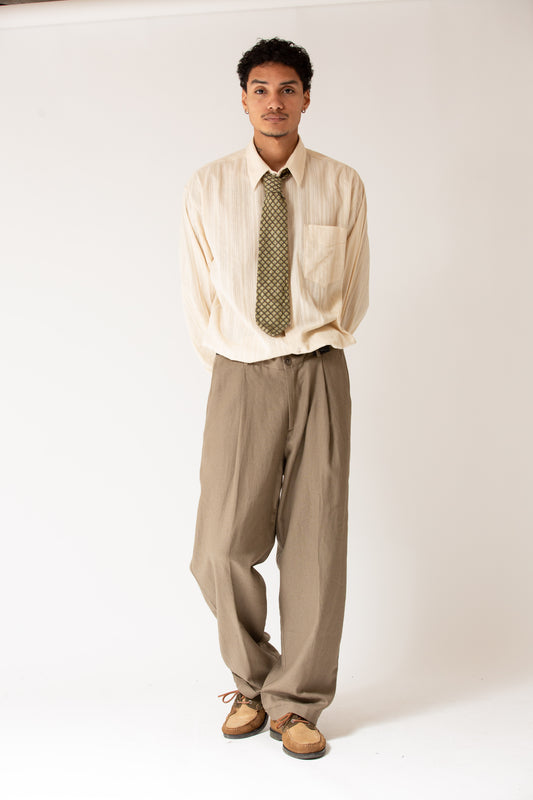 Pantalone in lino vita alta fondo largo