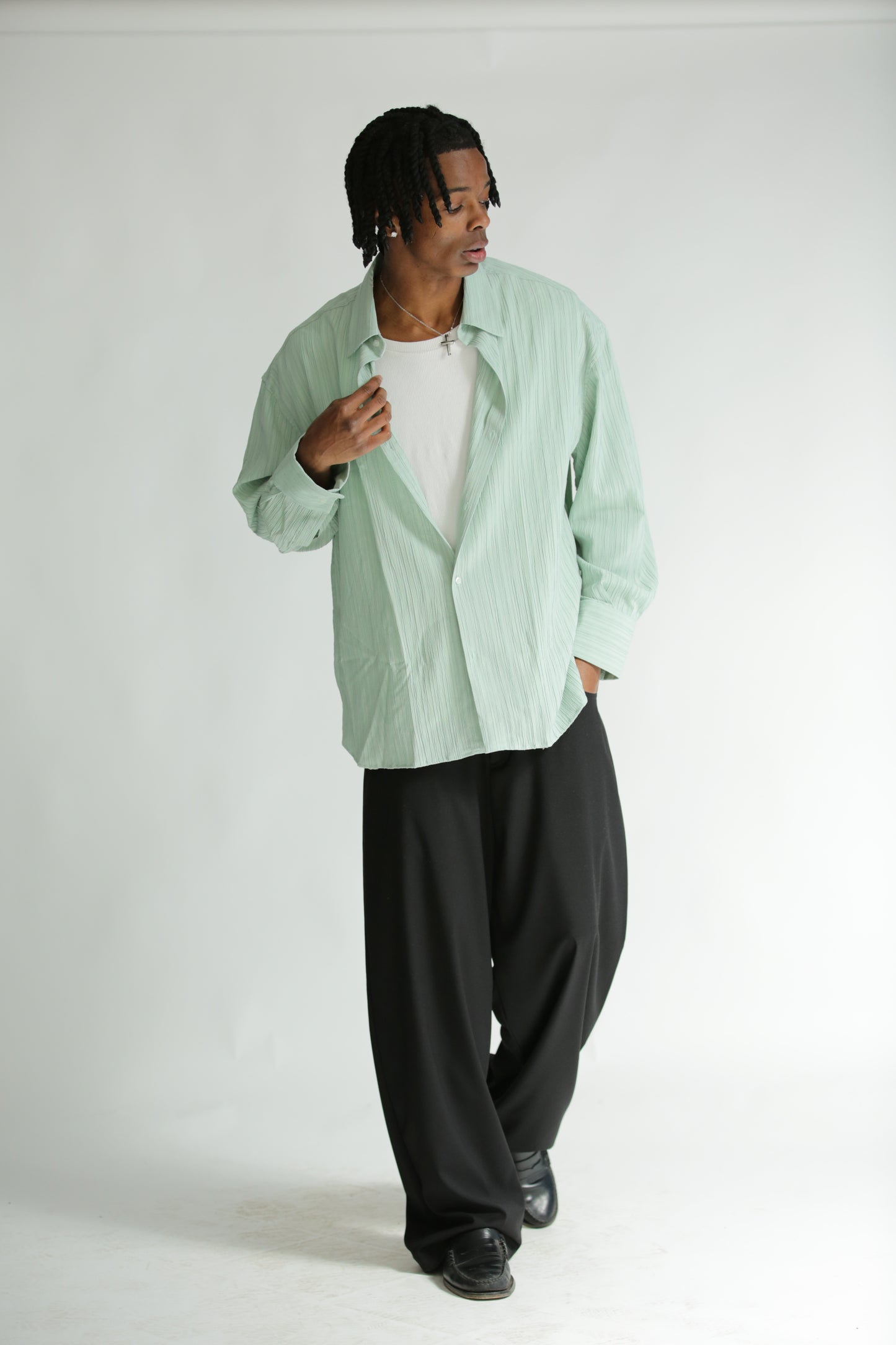 Camicia crepes verde acqua