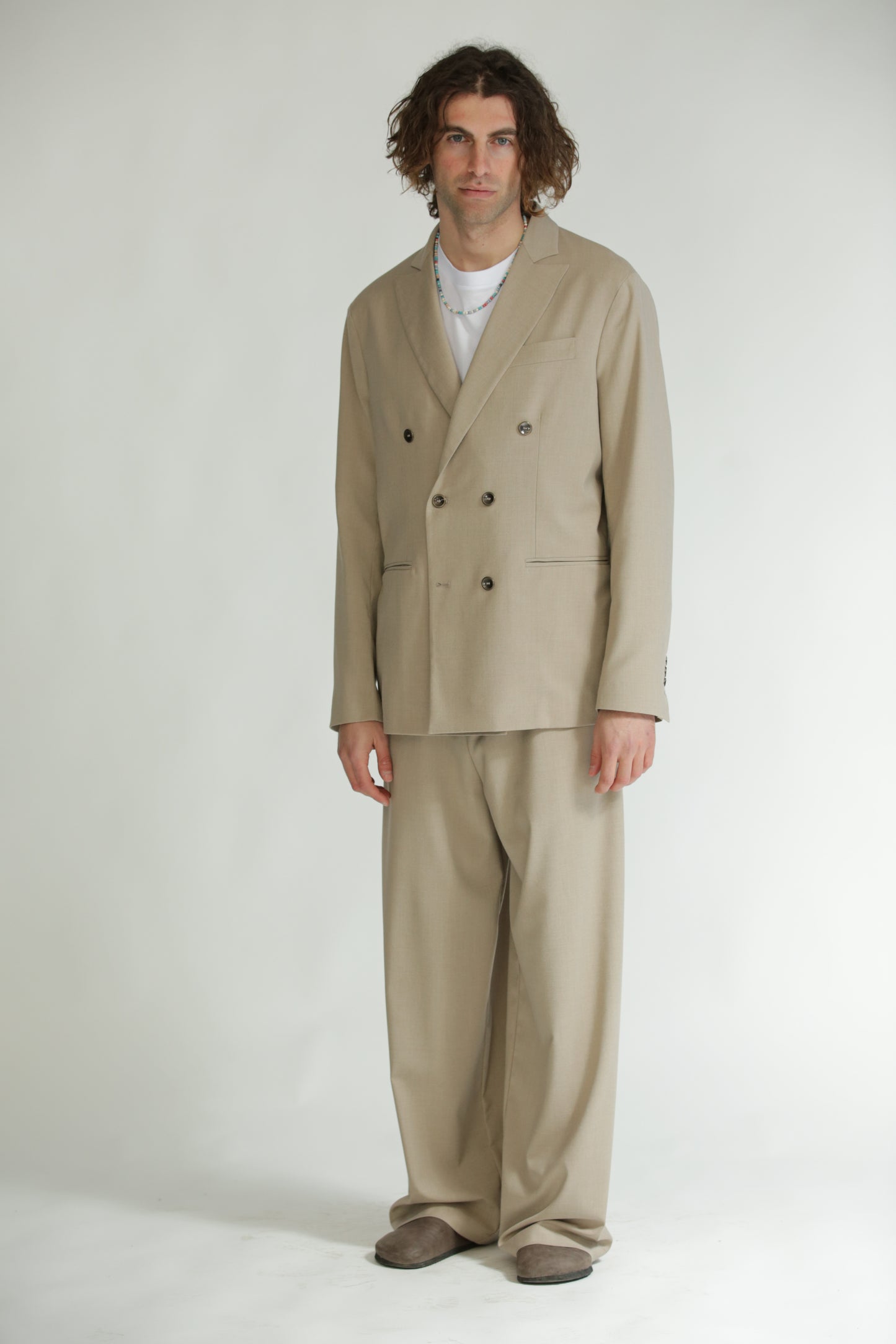 Giacca doppiopetto beige
