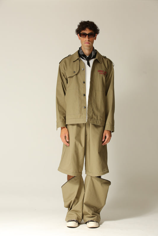 Pantalone bermuda zip verde