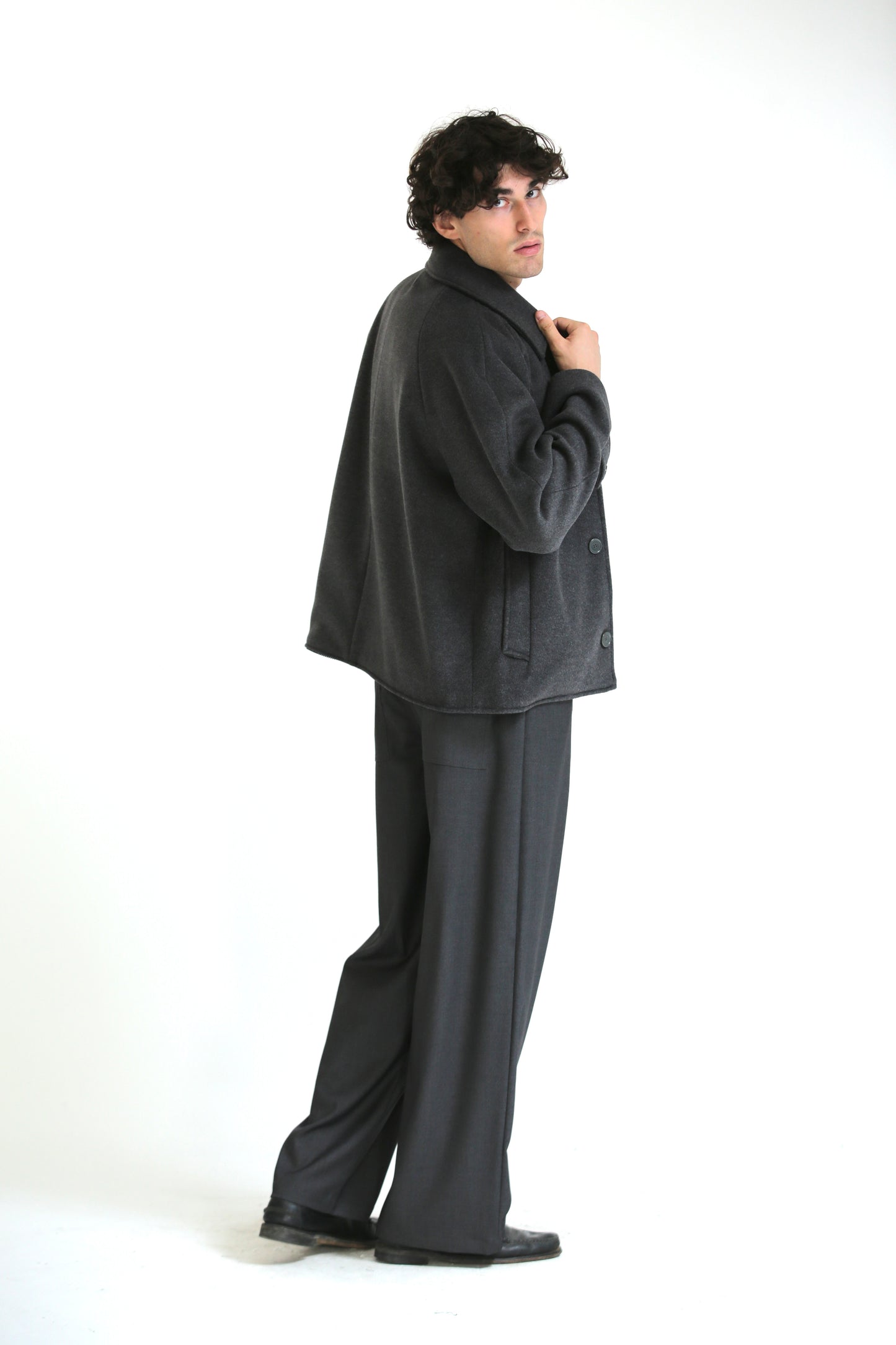 Cappotto lungo/corto panno grigio