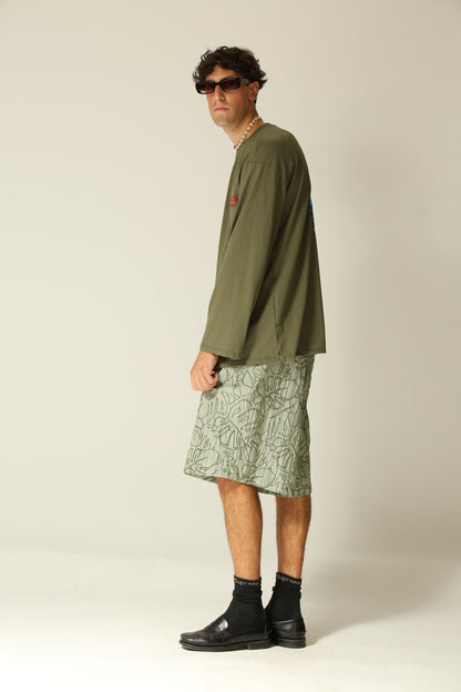 Bermuda ricamato verde