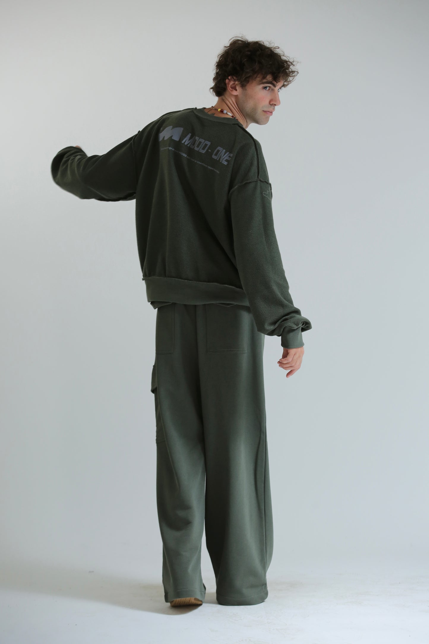 Felpa crop REVERSIBILE verde