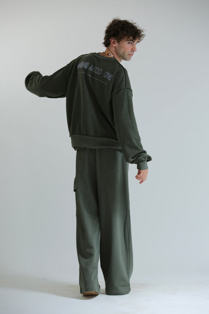 Felpa crop REVERSIBILE verde