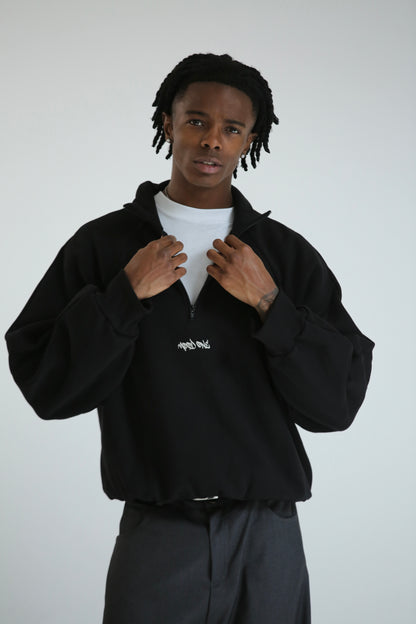 Felpa zip collo alto nera