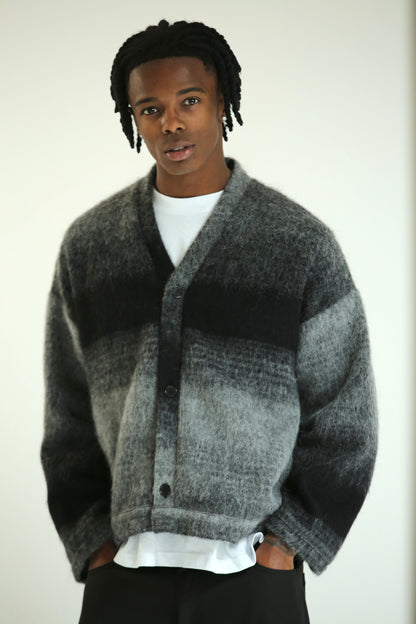 Cardigan mohair grigio nero