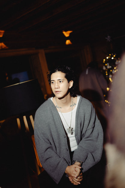 Cardigan oversize crop grigio