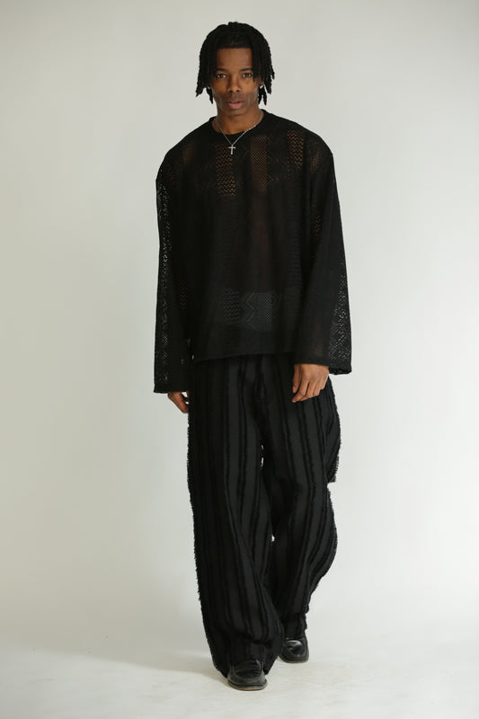 Pantalone frangiato nero