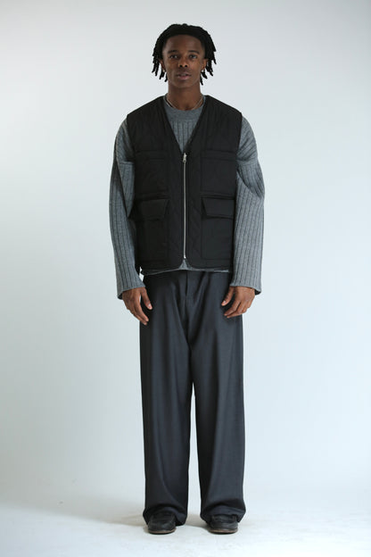 Gilet REVERSIBILE nero nylon / grigio ciniglia