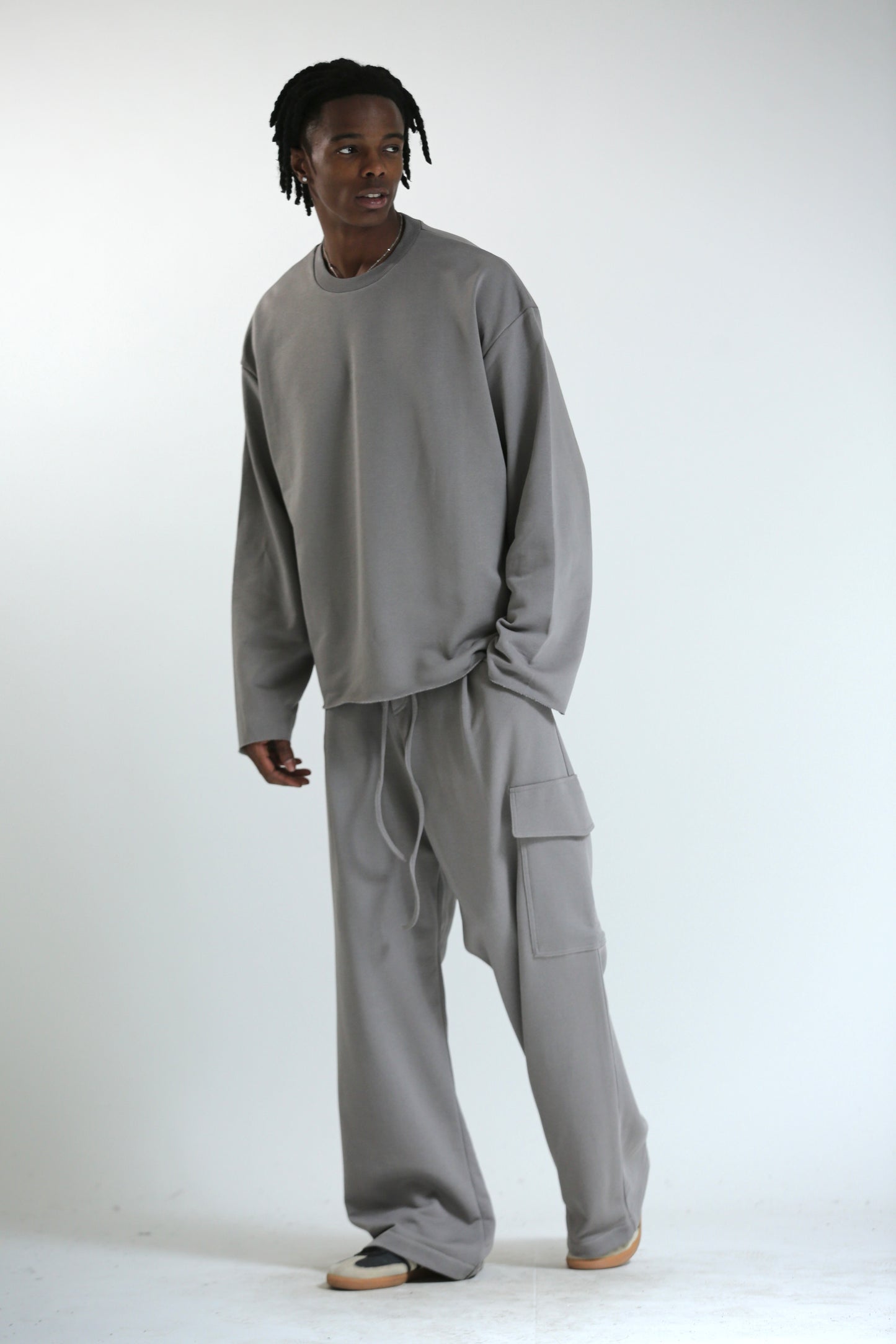 Pantalone Baggy felpa tasconato grigio