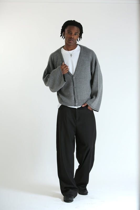 Cardigan crop over grigio