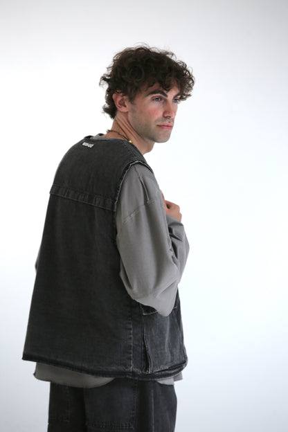 Gilet denim lavaggio black