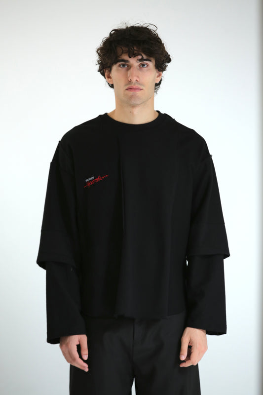 Long sleeve tagli intarsio nera