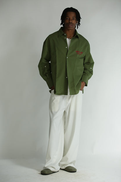 Camicia manica smontabile righe verde