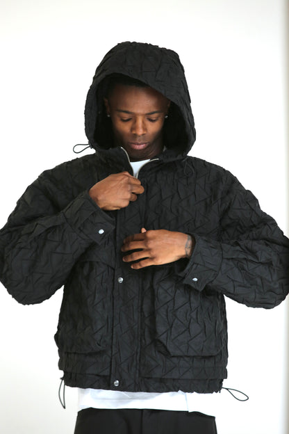 Bomber crop trapuntato nero