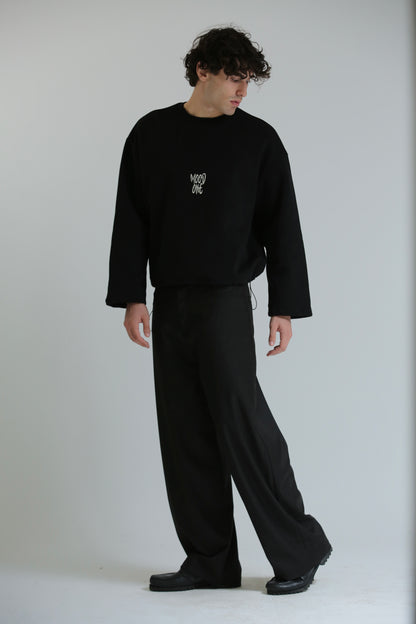 Felpa crop girocollo nero