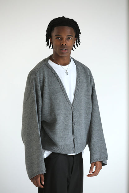 Cardigan crop over grigio