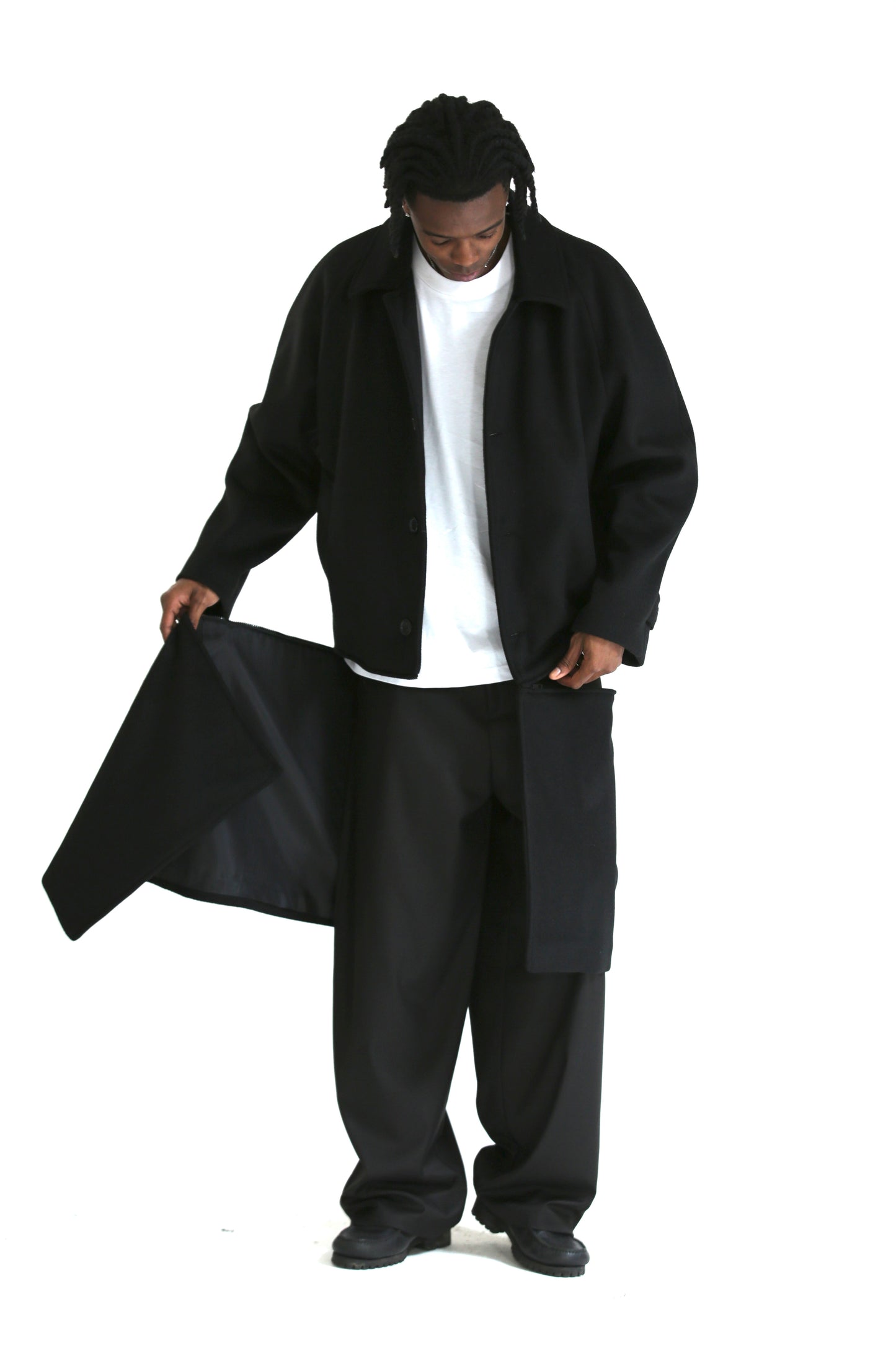 Cappotto lungo/corto panno nero