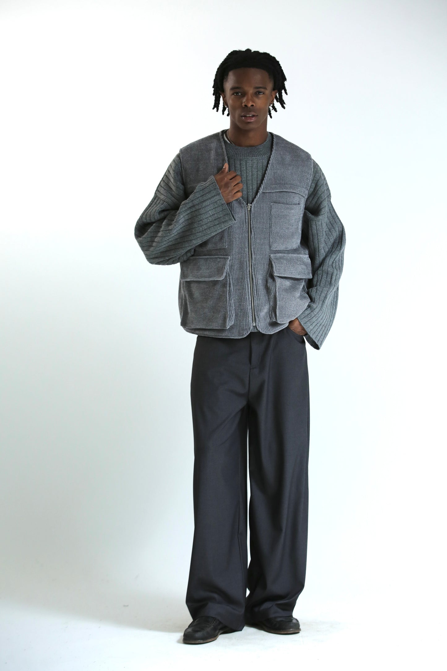 Gilet REVERSIBILE nero nylon / grigio ciniglia