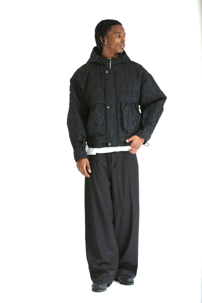 Bomber crop trapuntato nero