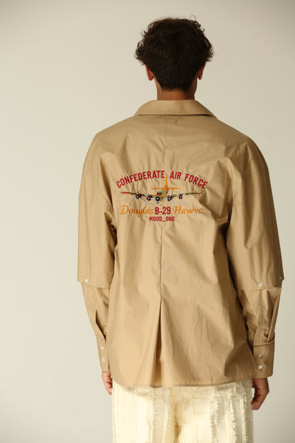 Camicia manica smontabile beige