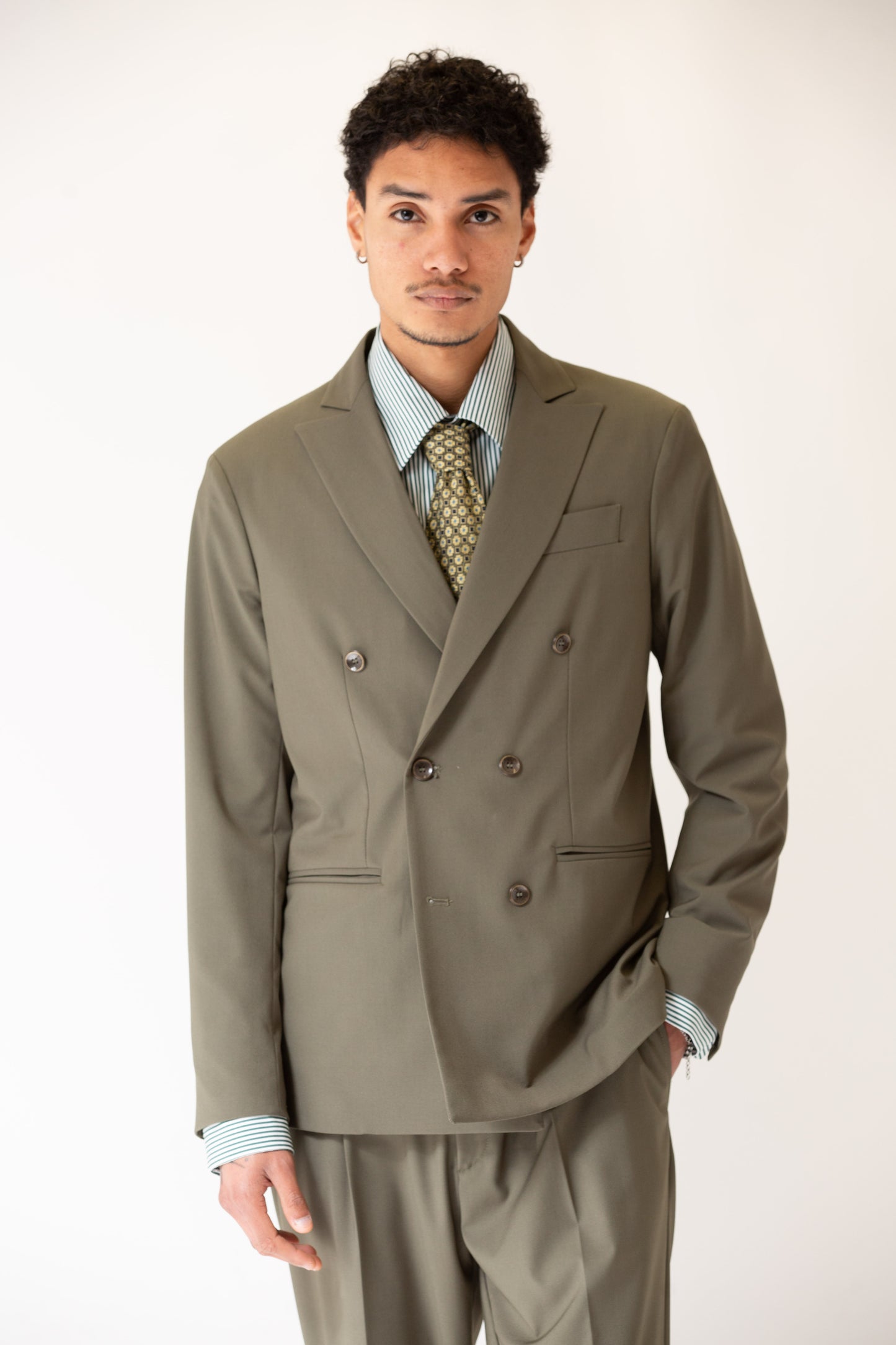 Giacca doppiopetto verde militare uomo