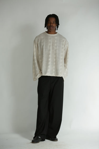 Long sleeve traforata bianca