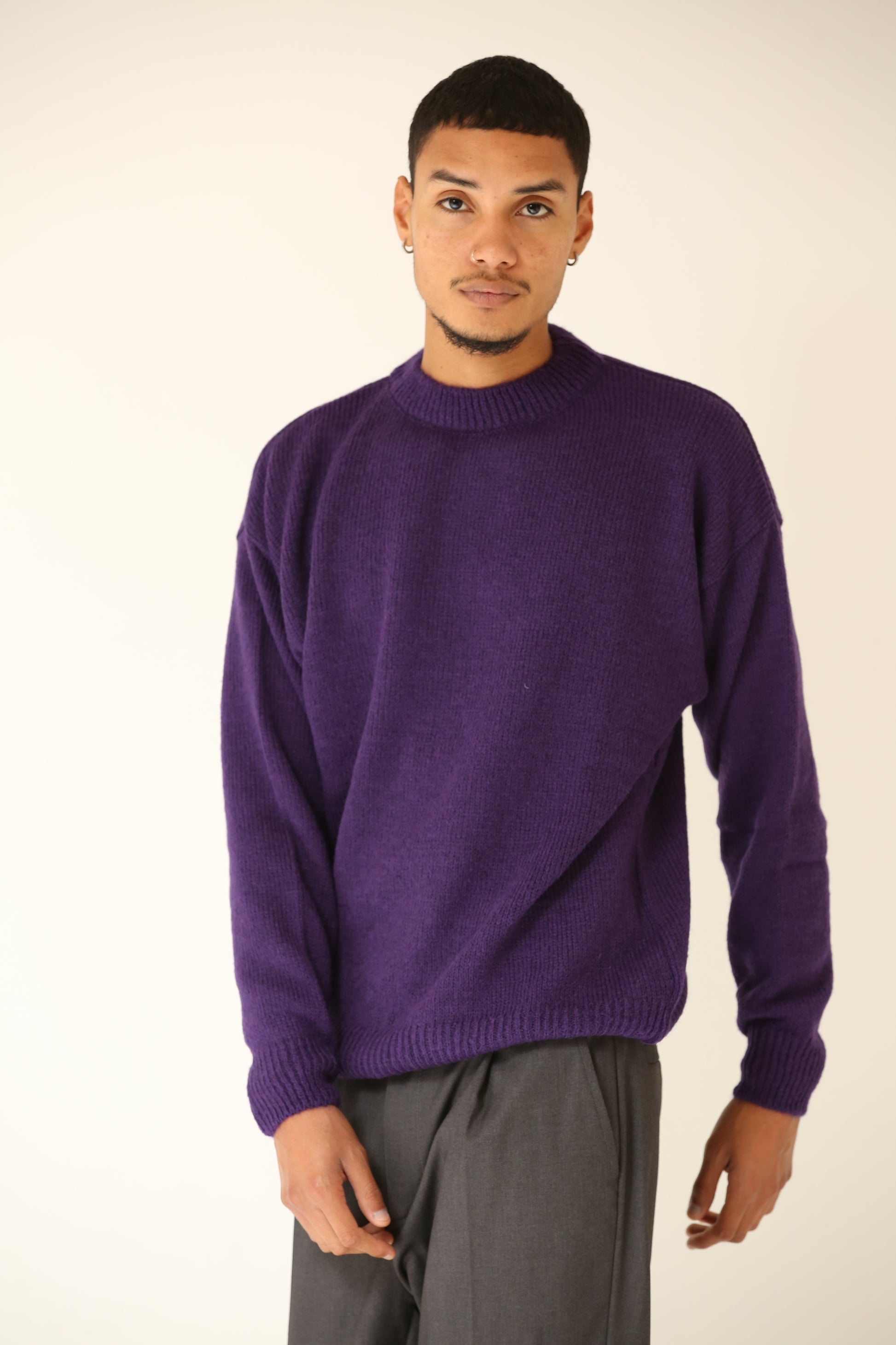 Maglioni Maglioncino Viola Uomo Mood One Maglione Mohair Uomo