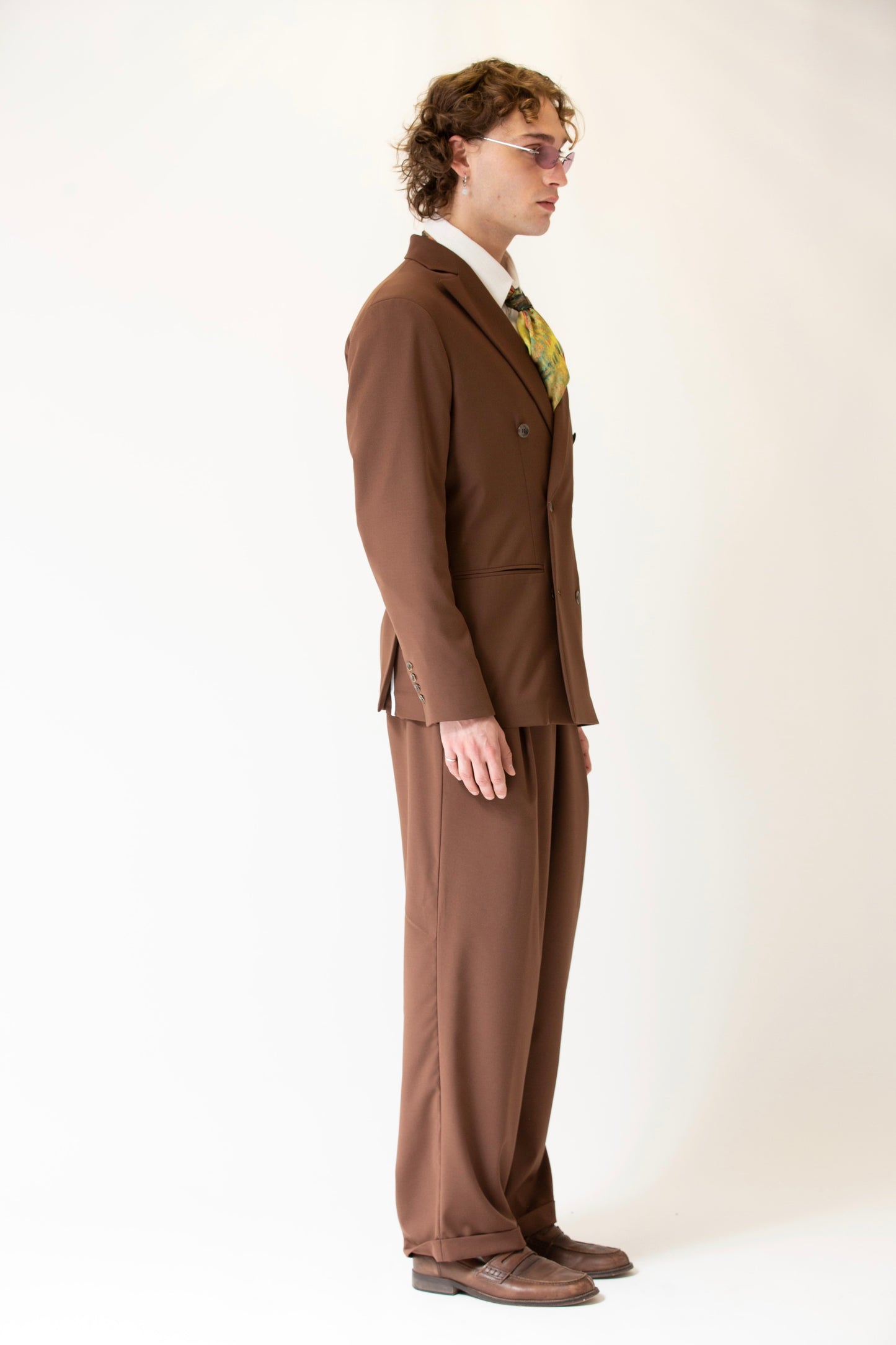 Pantalone vita alta fondo largo moro