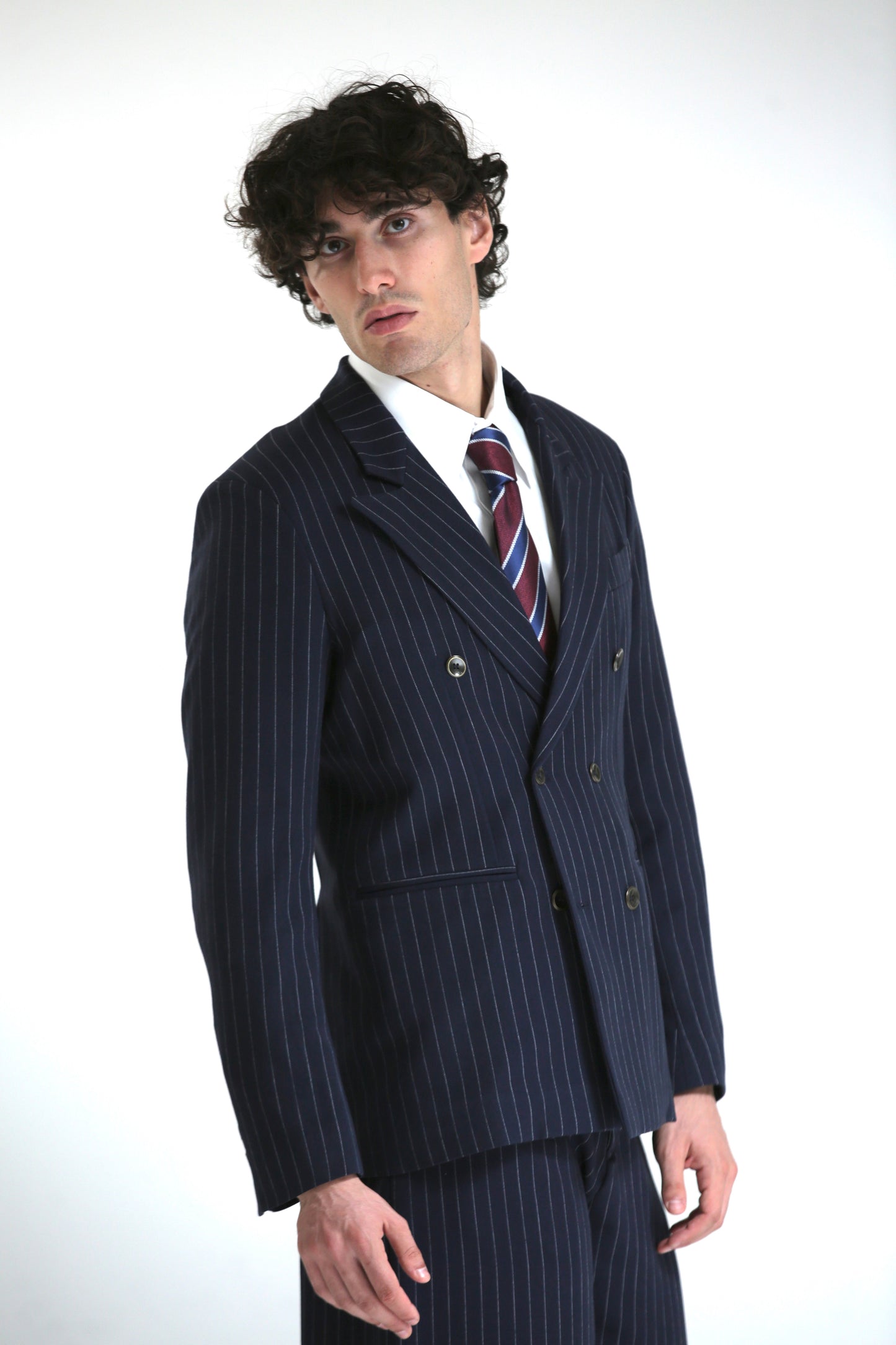 Giacca doppiopetto gessato blu