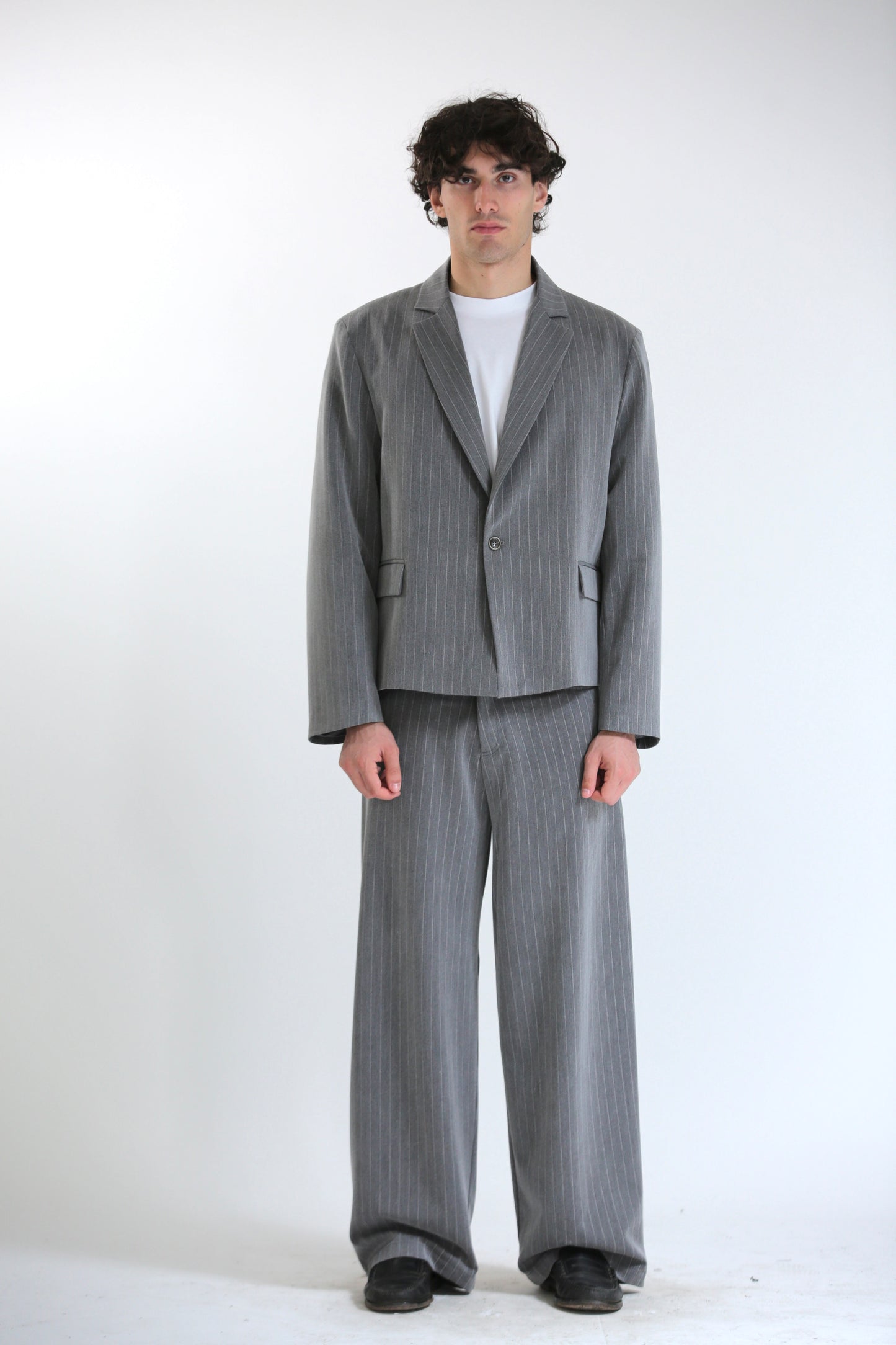 Pantalone Baggy grigio gessato