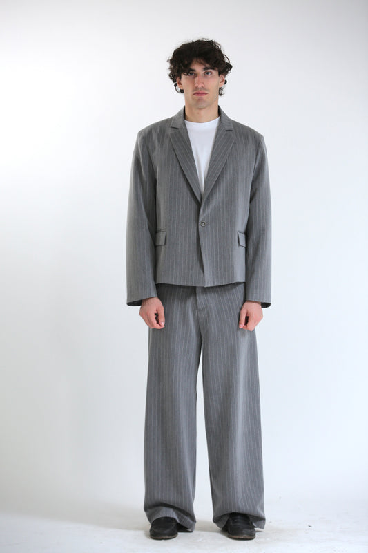 Pantalone Baggy grigio gessato