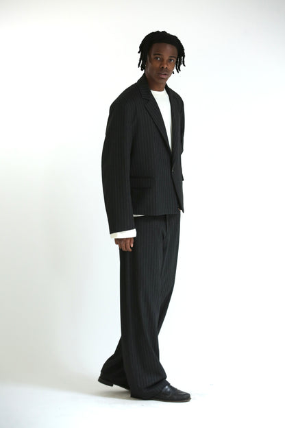 Pantalone Baggy gessato nero