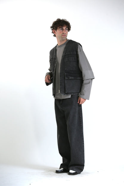 Gilet denim lavaggio black