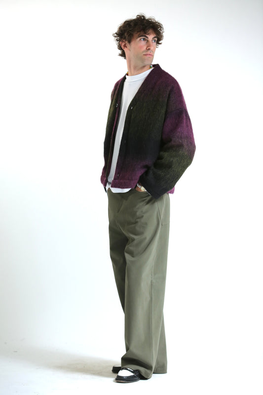 Cardigan mohair viola nero verde