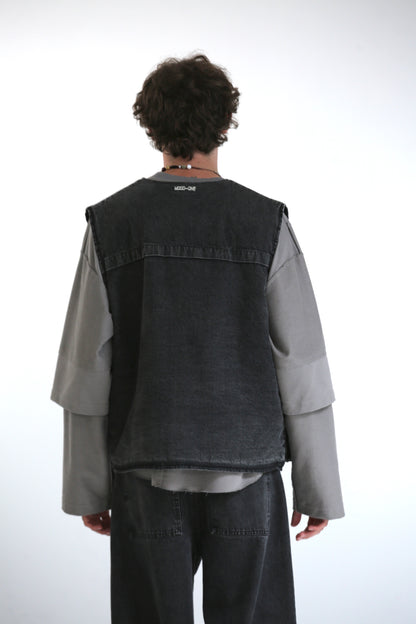 Gilet denim lavaggio black
